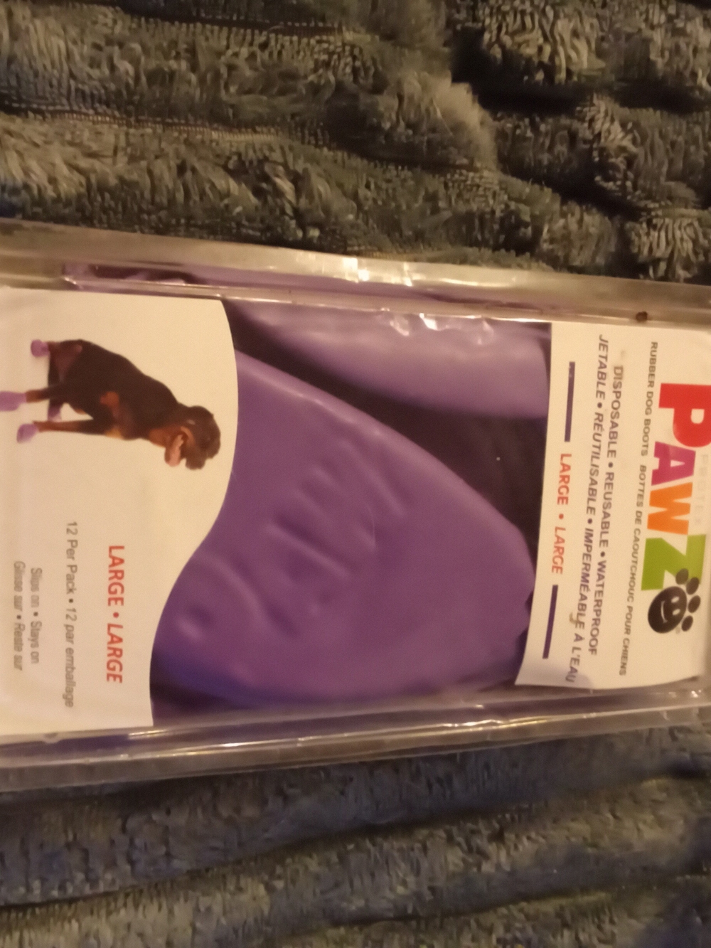 PAWZ Purple Large Reusable Waterproof Dog Boots - Pack